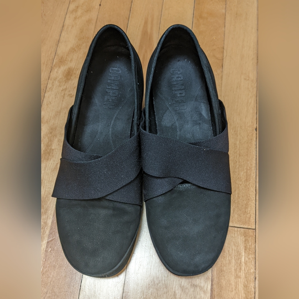 Women's Camper Black Slip-On Low Block Heel Loafers - Picture 6 of 9